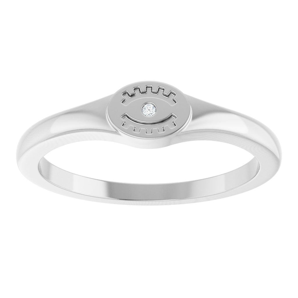 .005 CT Natural Diamond Evil Eye Ring in 14k white gold