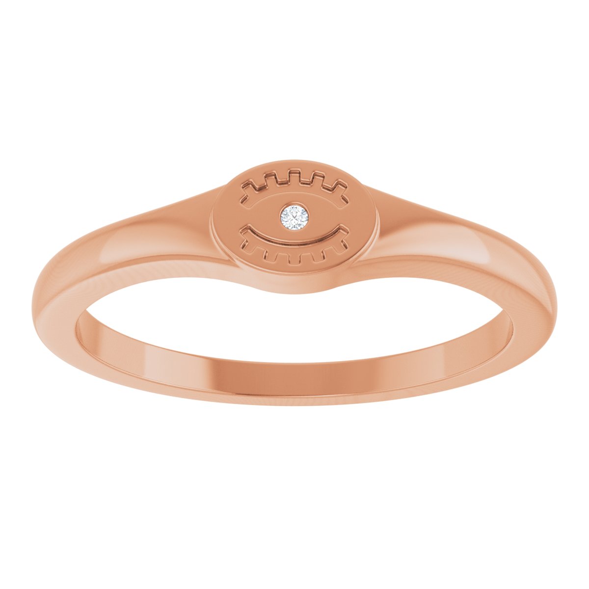 .005 CT Natural Diamond Evil Eye Ring in 14k rose gold