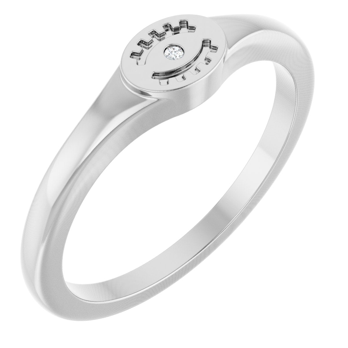 .005 CT Lab-Grown Diamond Evil Eye Ring in 14k white gold