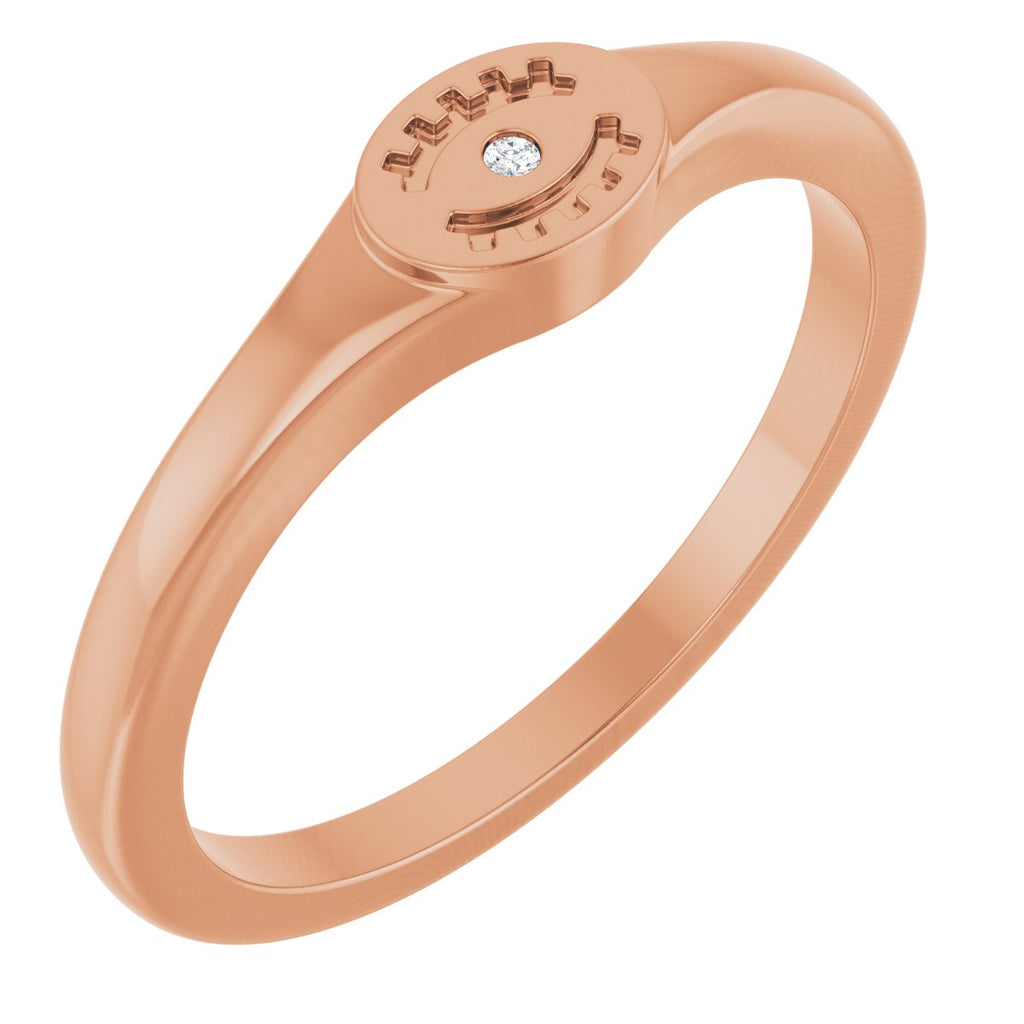 .005 CT Lab-Grown Diamond Evil Eye Ring in 14k rose gold