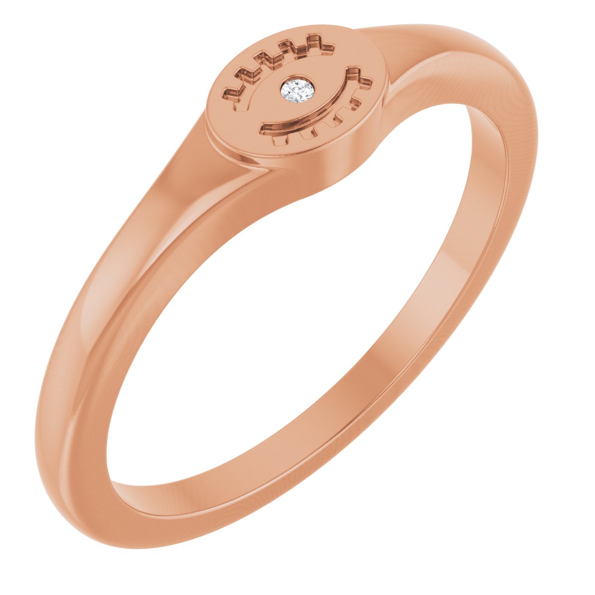 .005 CT Natural Diamond Evil Eye Ring in 14k rose gold