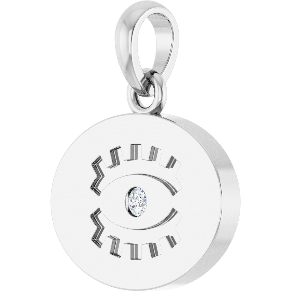 .015 CT Lab-Grown Diamond Evil Eye Pendant in 14k white gold