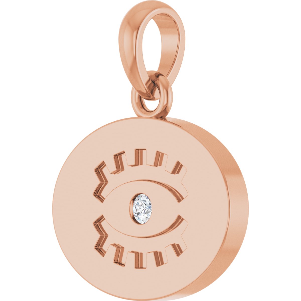 .02 CT Natural Diamond Evil Eye Pendant in 14k rose gold