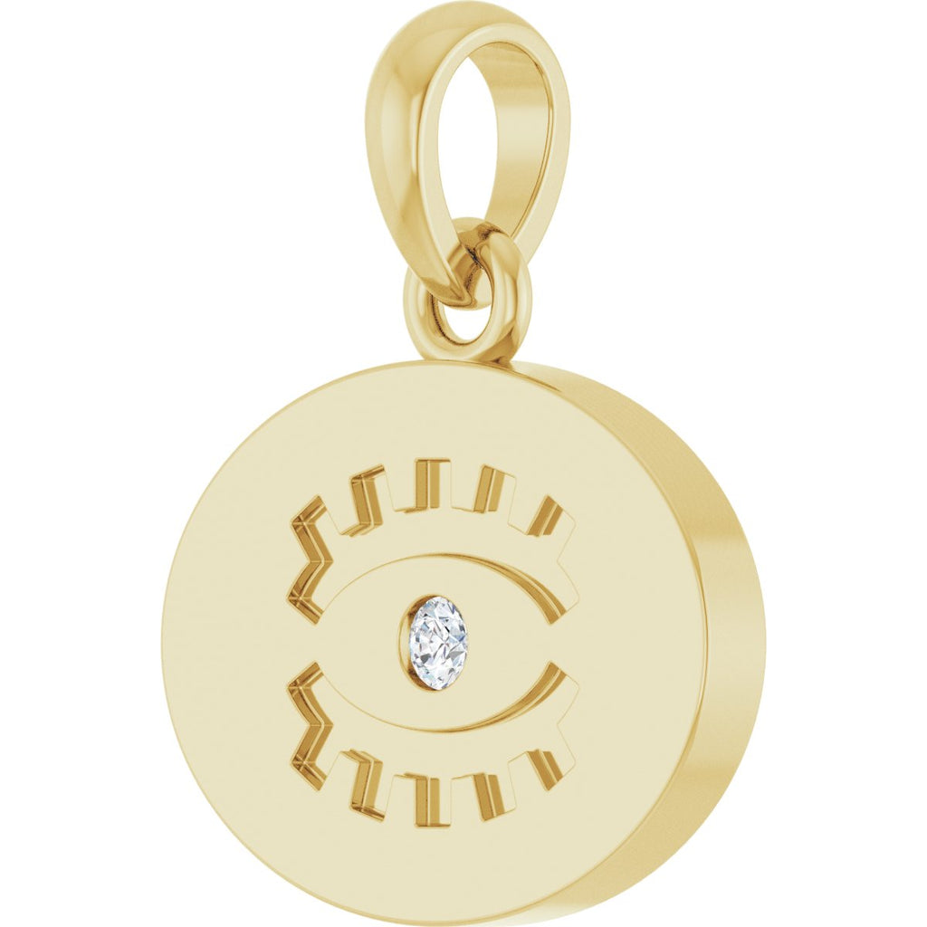.02 CT Natural Diamond Evil Eye Pendant in 14k yellow gold