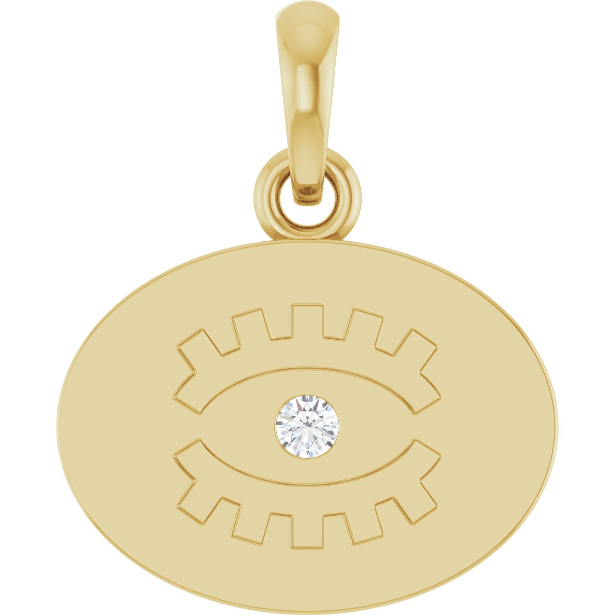 .02 CT Natural Diamond Evil Eye Pendant in 14k yellow gold