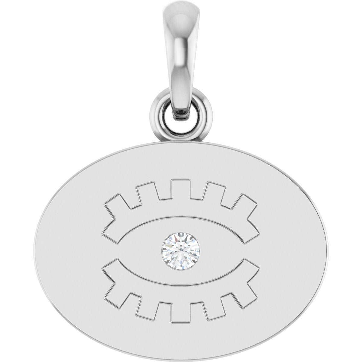 .02 CT Natural Diamond Evil Eye Pendant in 14k white gold