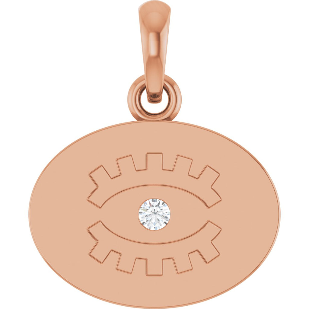 .02 CT Natural Diamond Evil Eye Pendant in 14k rose gold