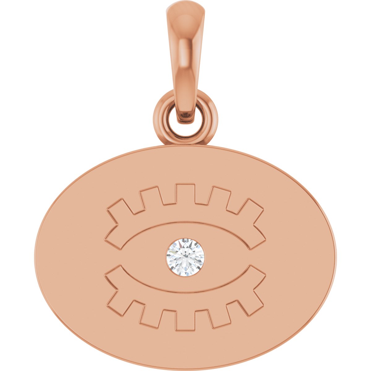 .02 CT Natural Diamond Evil Eye Pendant in 14k rose gold