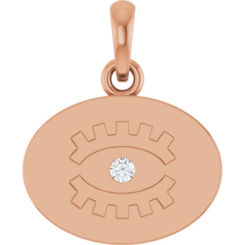 .015 CT Lab-Grown Diamond Evil Eye Pendant in 14k rose gold