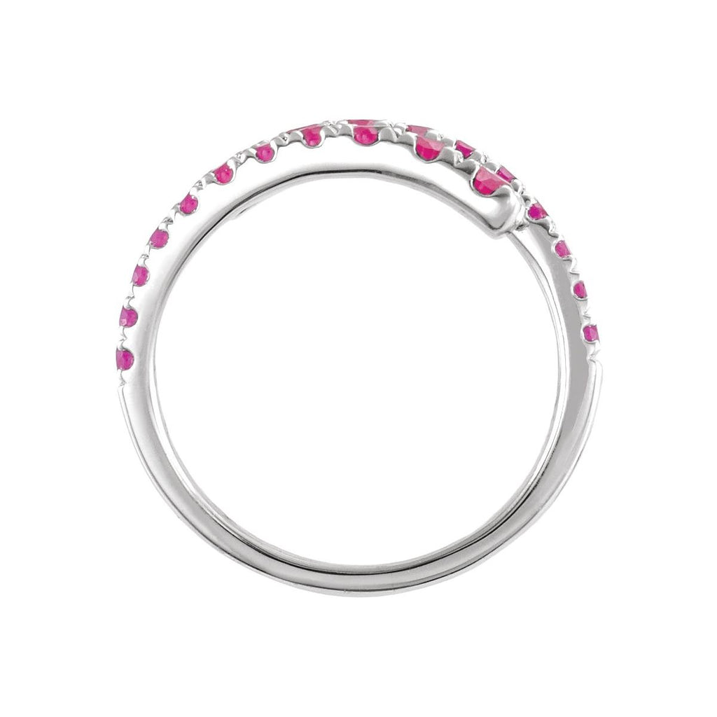 Lab-Grown Ruby Bypass Ring in 14k white gold