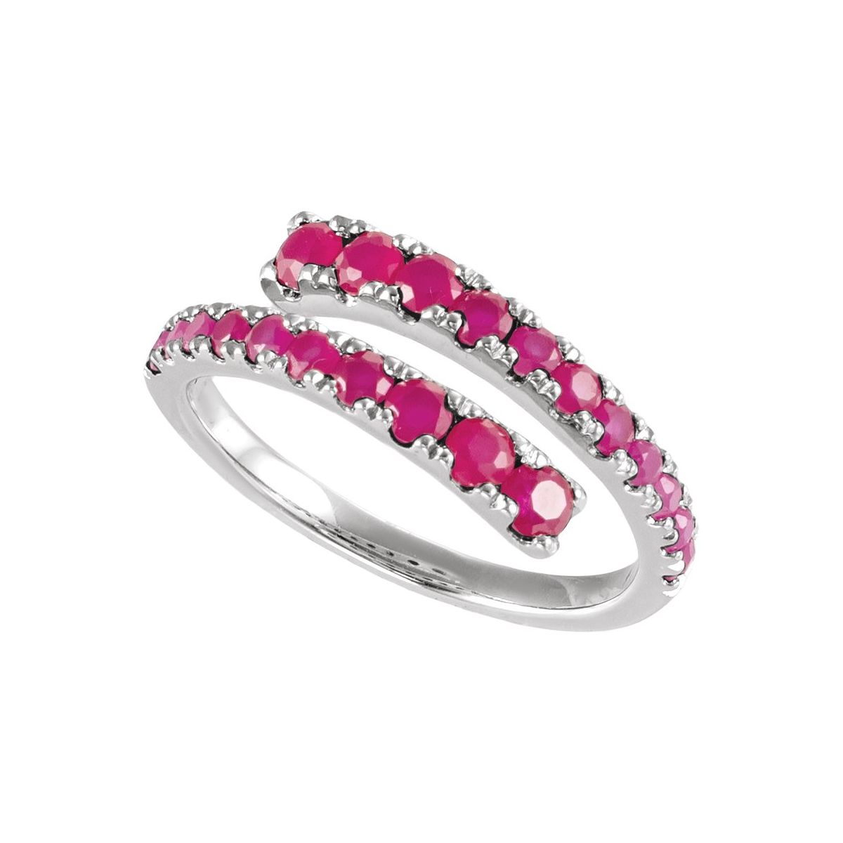 Lab-Grown Ruby Bypass Ring in 14k white gold
