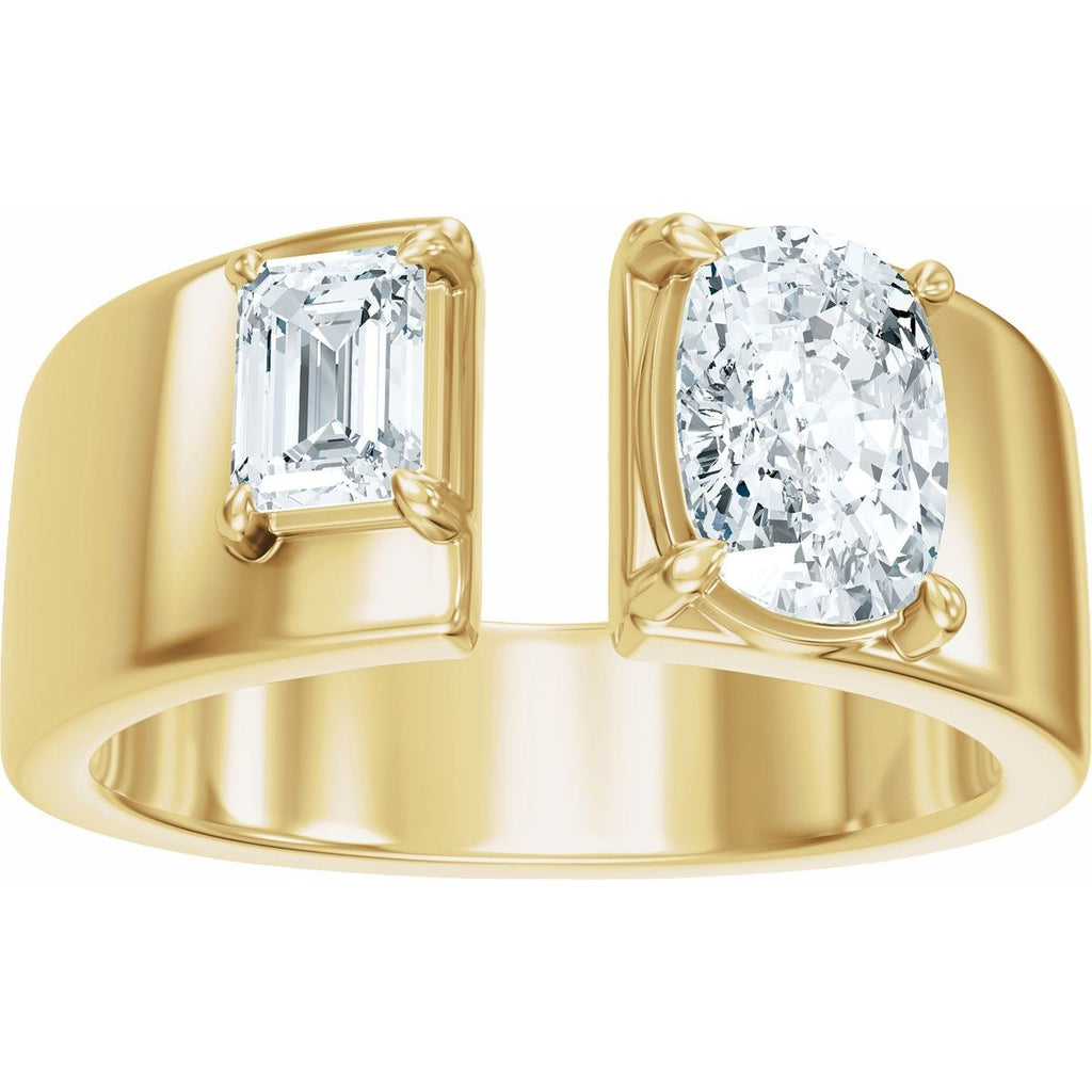 1 1/3 CTW Lab-Grown Diamond Two-Stone Engagement Ring in 14k yellow gold