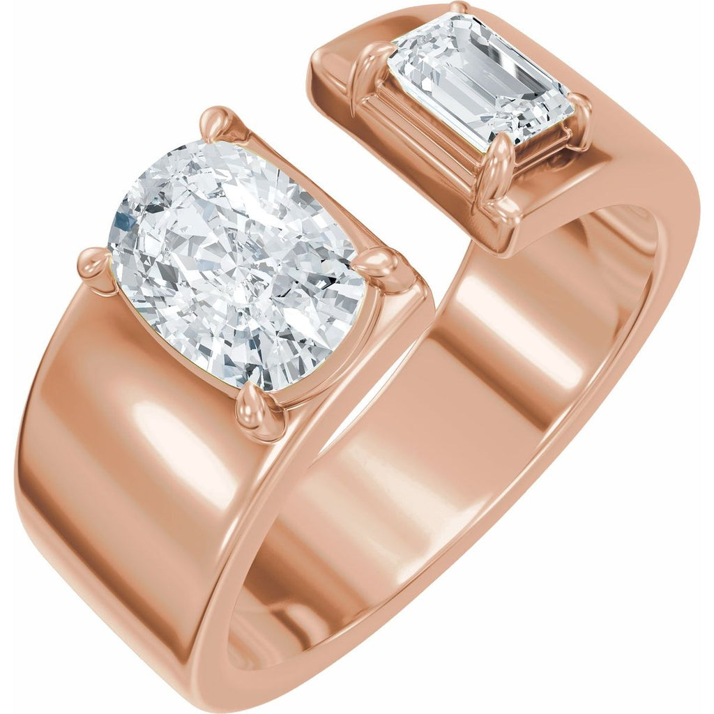 1 1/3 CTW Lab-Grown Diamond Two-Stone Engagement Ring in 14k rose gold