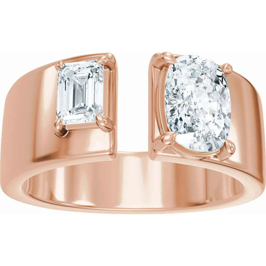 1 1/3 CTW Lab-Grown Diamond Two-Stone Engagement Ring in 14k rose gold