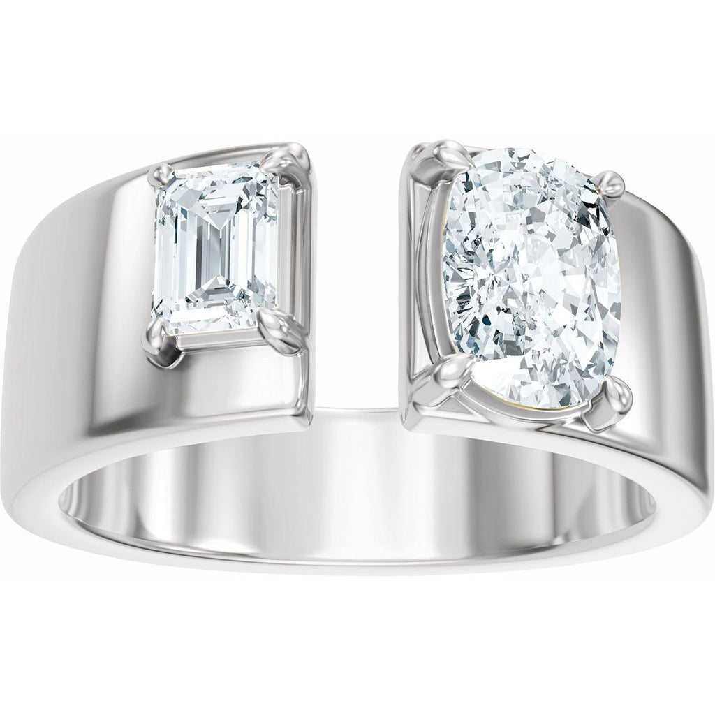 1 1/3 CTW Lab-Grown Diamond Two-Stone Engagement Ring in 14k white gold