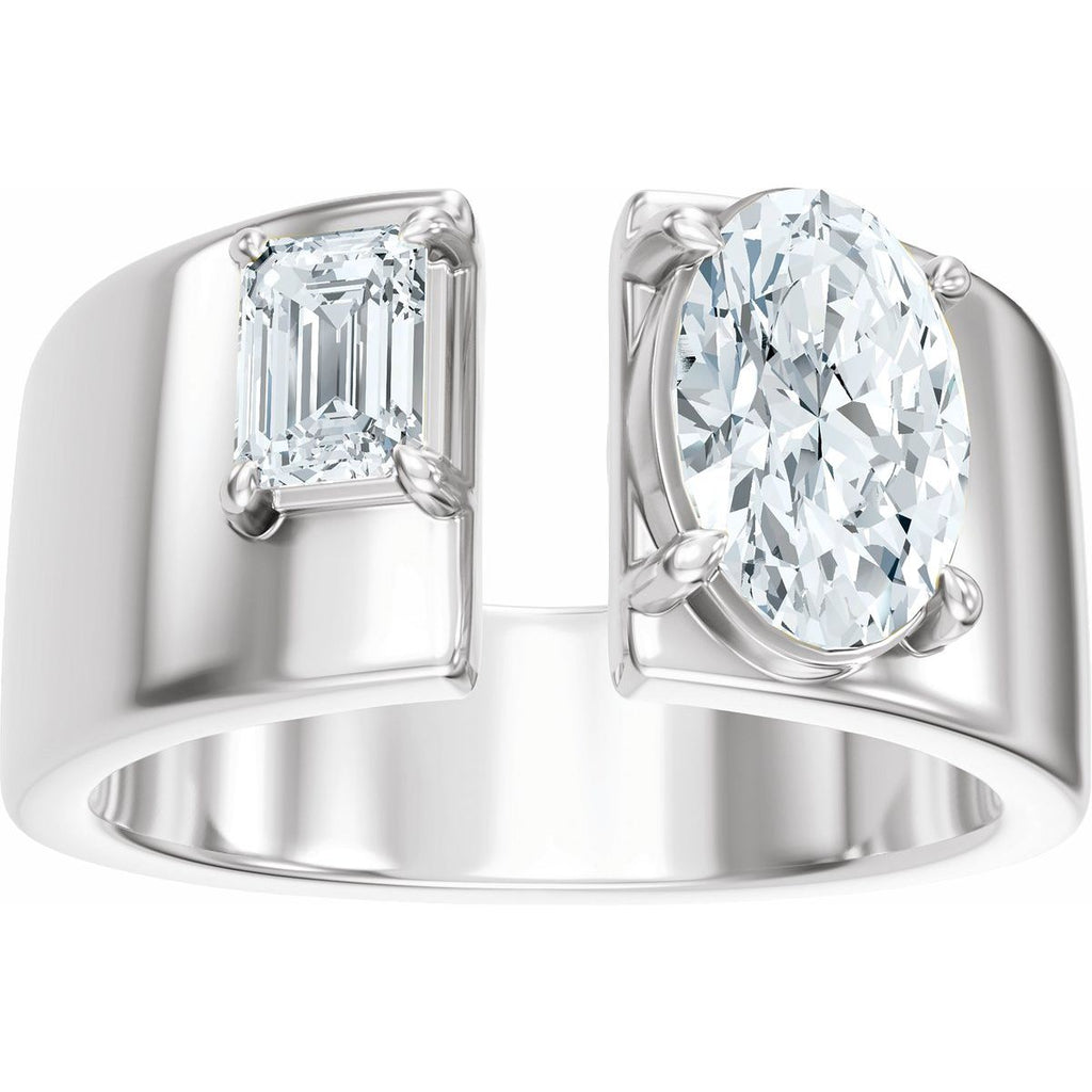 1 1/4 CTW Lab-Grown Diamond Two-Stone Engagement Ring in 14k white gold
