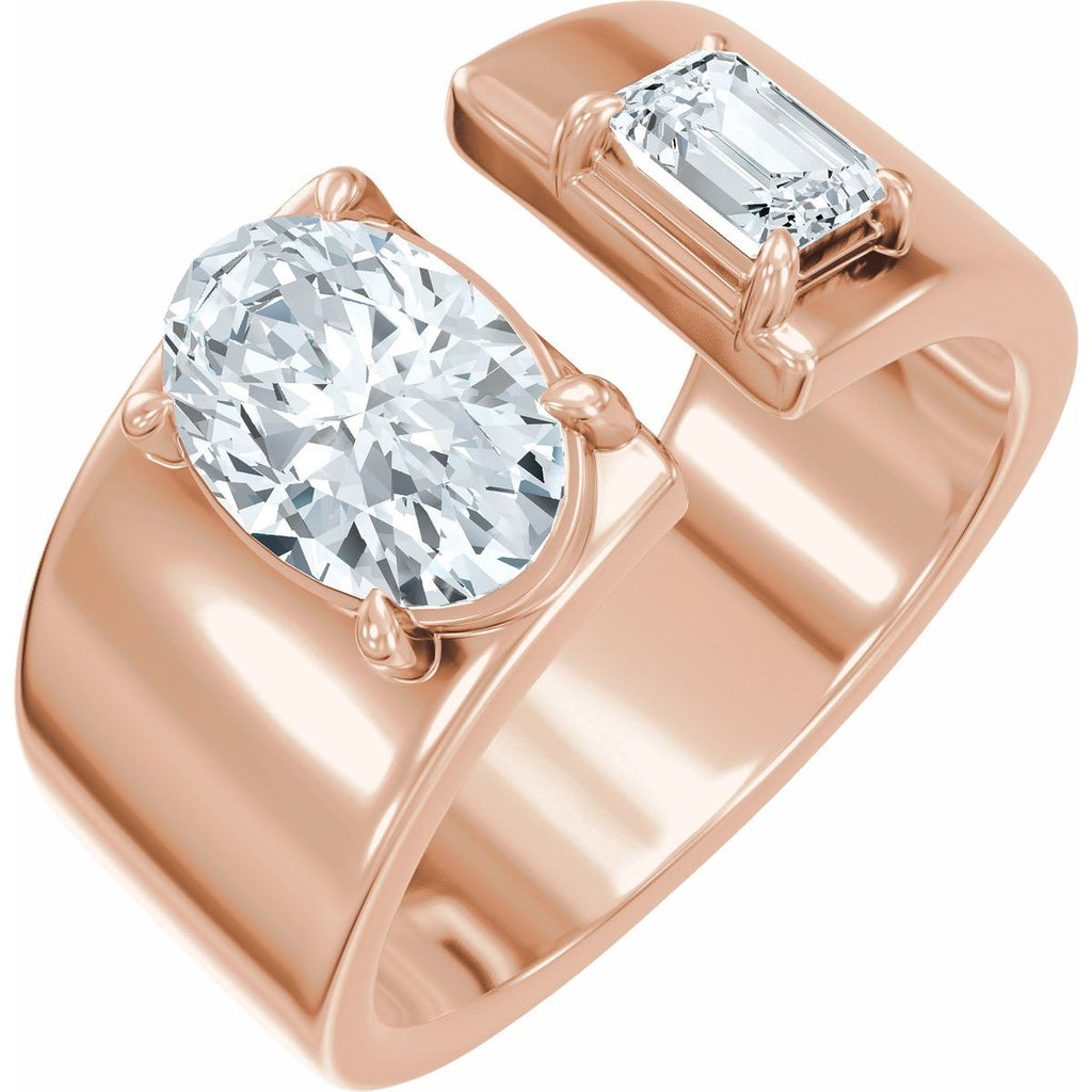 1 1/4 CTW Lab-Grown Diamond Two-Stone Engagement Ring in 14k rose gold
