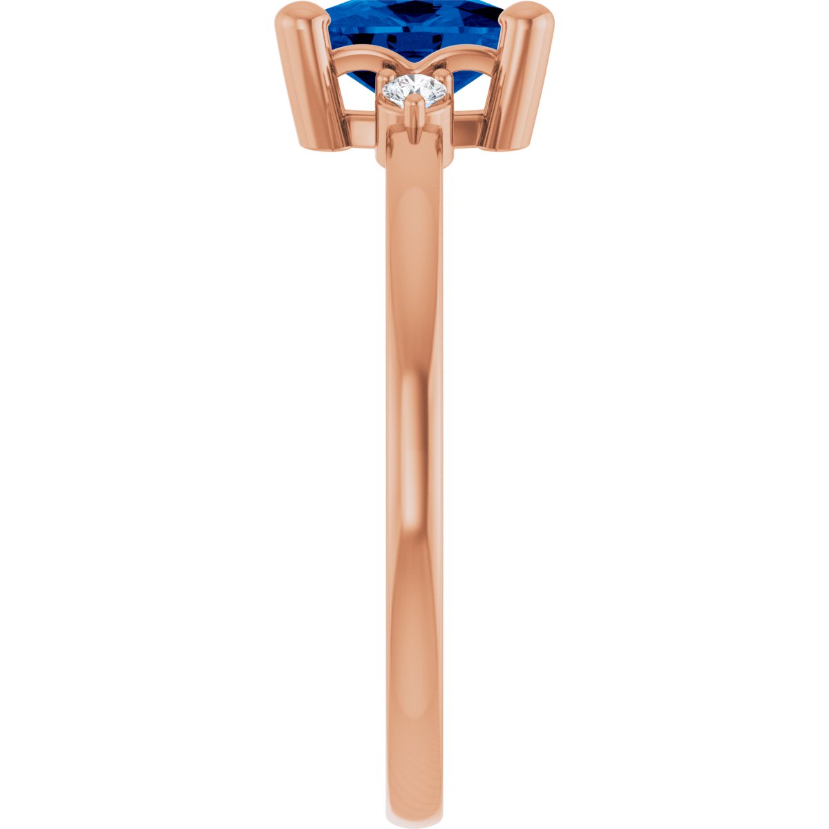 Lab-Grown Blue Sapphire & .05 CTW Natural Diamond Ring in 14k rose gold