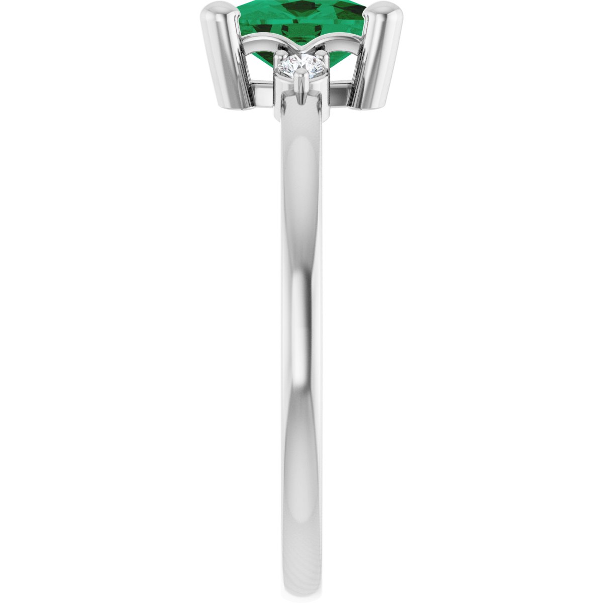 Lab-Grown Emerald & .05 CTW Natural Diamond Ring in 14k white gold