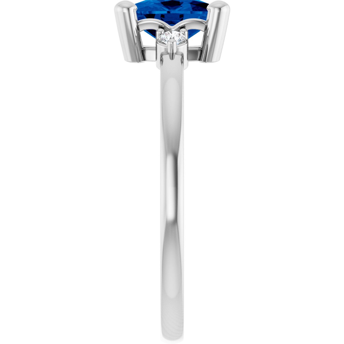 Lab-Grown Blue Sapphire & .05 CTW Natural Diamond Ring in platinum