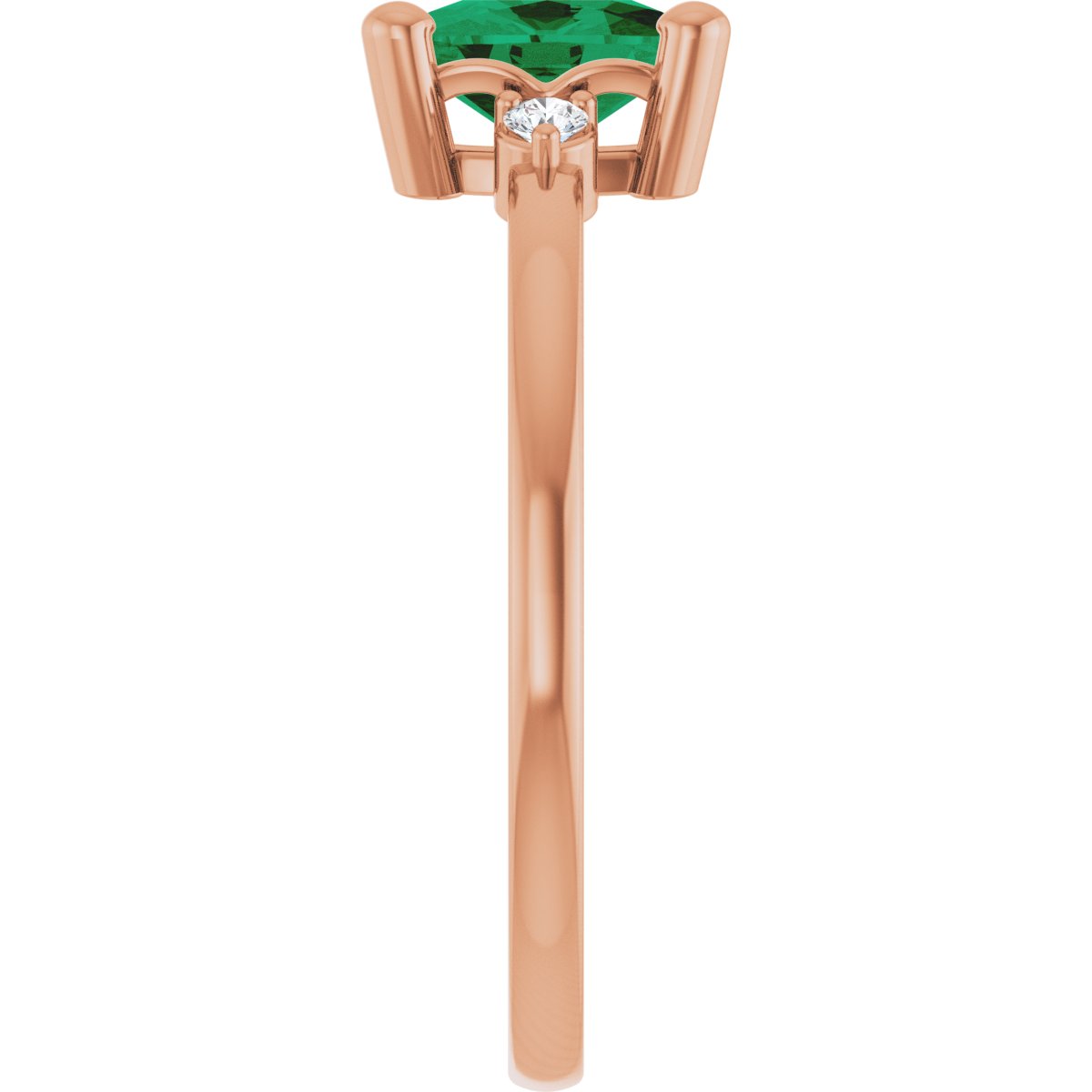 Lab-Grown Emerald & .05 CTW Natural Diamond Ring in 14k rose gold