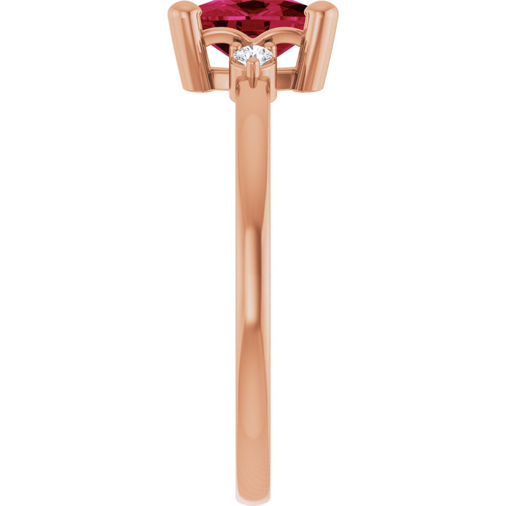 Lab-Grown Ruby & .05 CTW Lab-Grown Diamond Ring in 14k rose gold