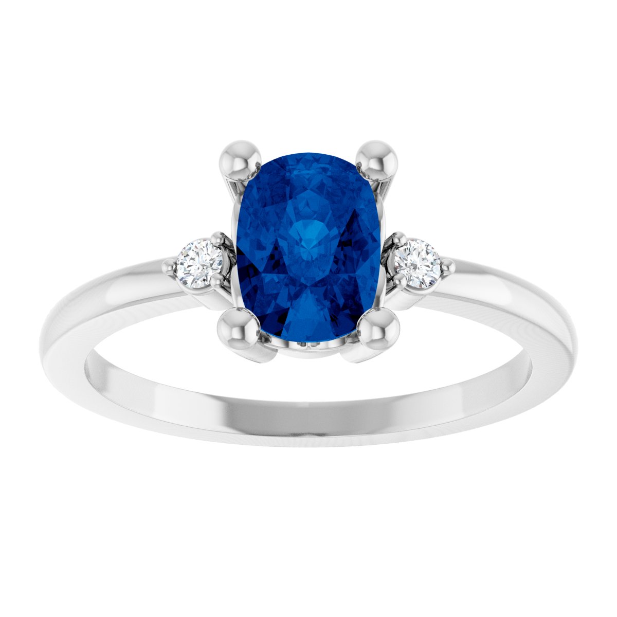 Lab-Grown Blue Sapphire & .05 CTW Natural Diamond Ring in platinum