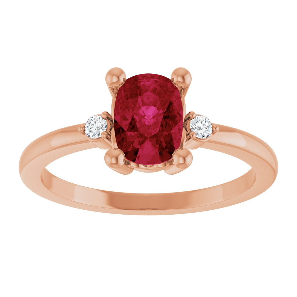 Lab-Grown Ruby & .05 CTW Lab-Grown Diamond Ring in 14k rose gold