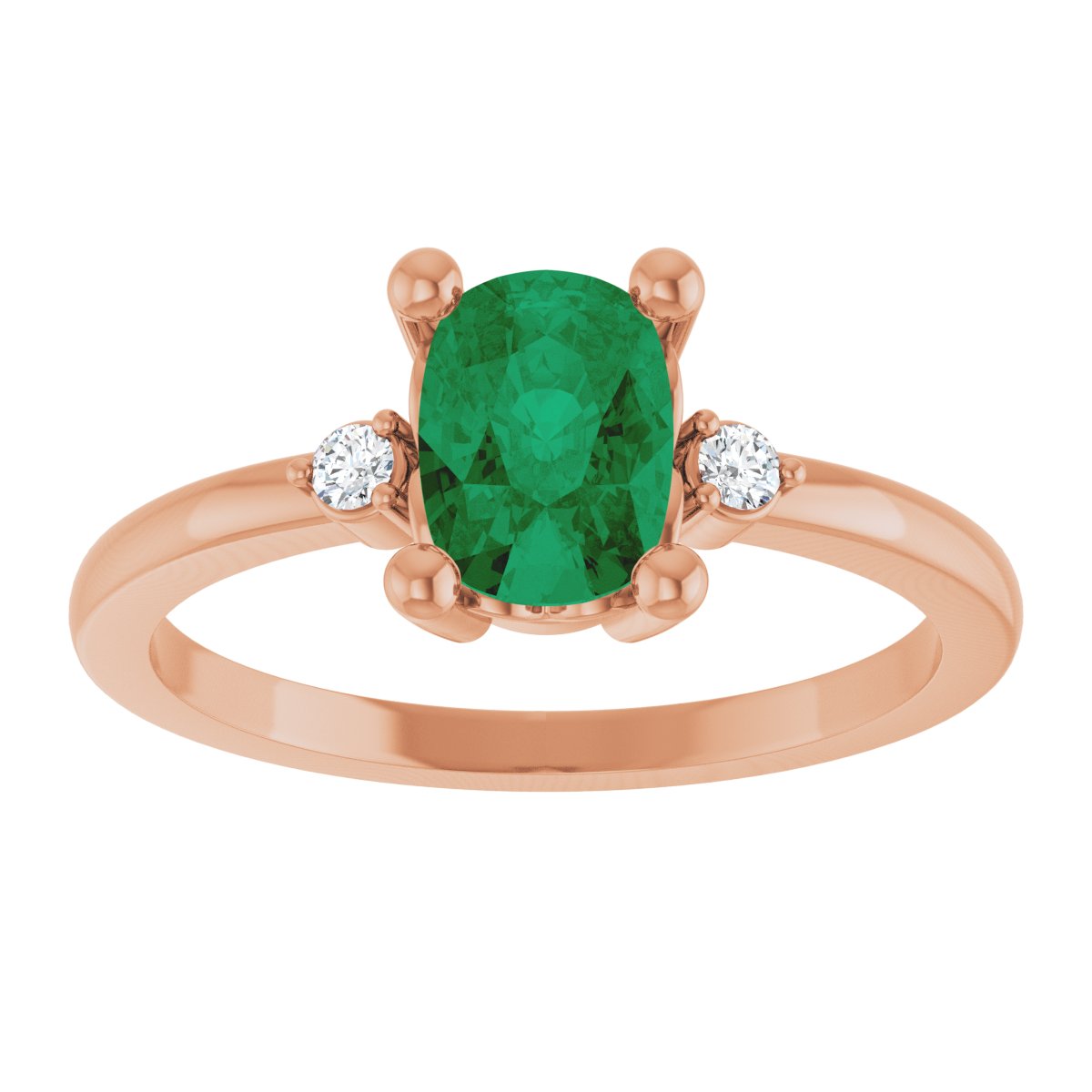 Lab-Grown Emerald & .05 CTW Natural Diamond Ring in 14k rose gold