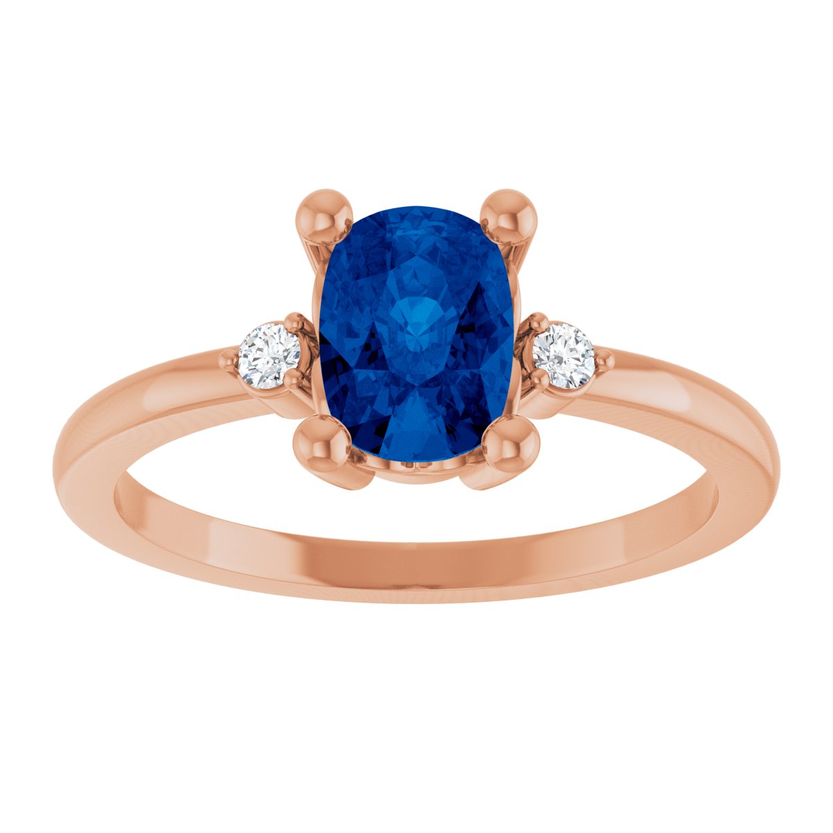 Lab-Grown Blue Sapphire & .05 CTW Natural Diamond Ring in 14k rose gold