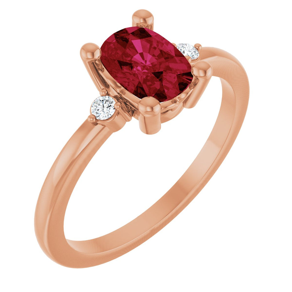 Lab-Grown Ruby & .05 CTW Lab-Grown Diamond Ring in 14k rose gold