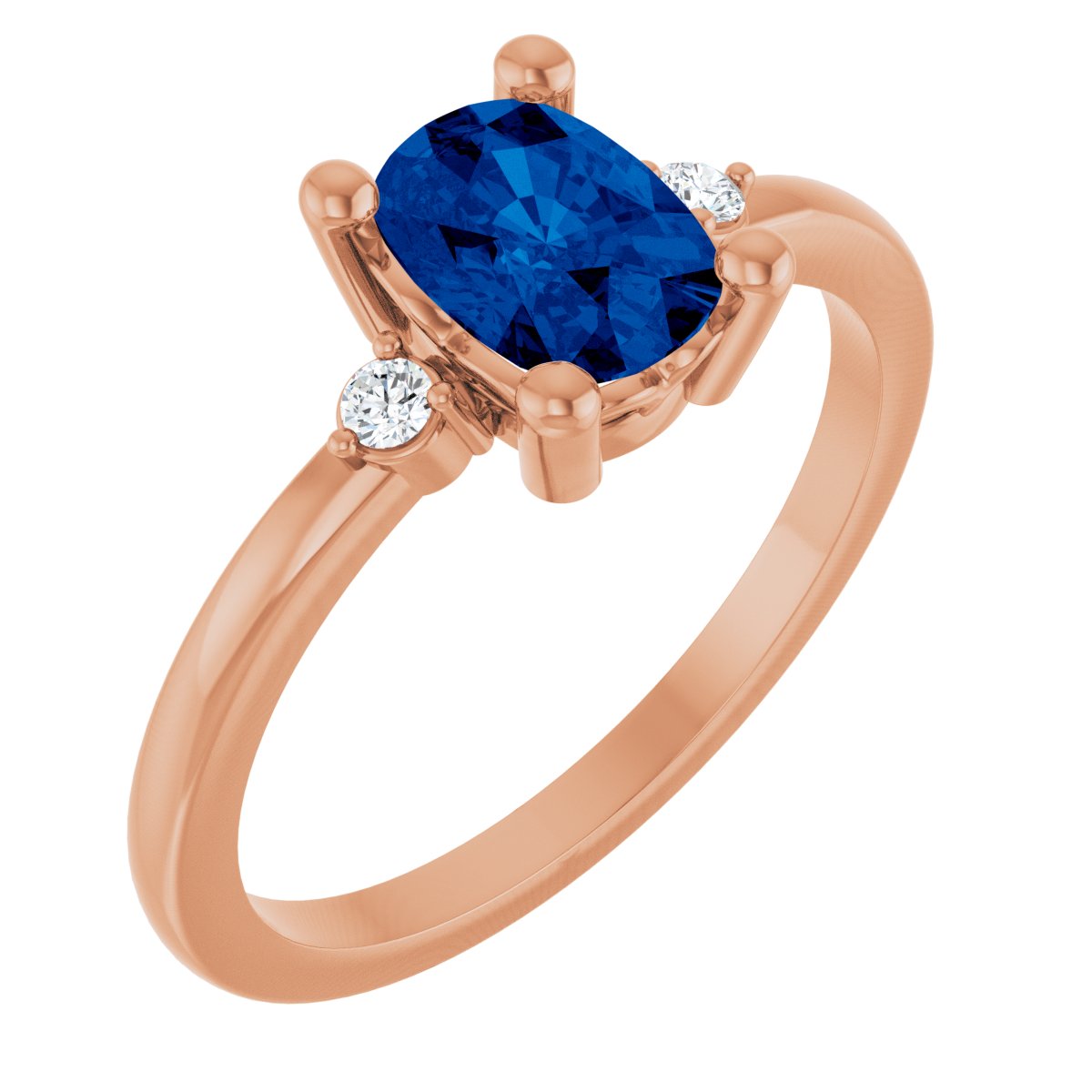 Lab-Grown Blue Sapphire & .05 CTW Natural Diamond Ring in 14k rose gold