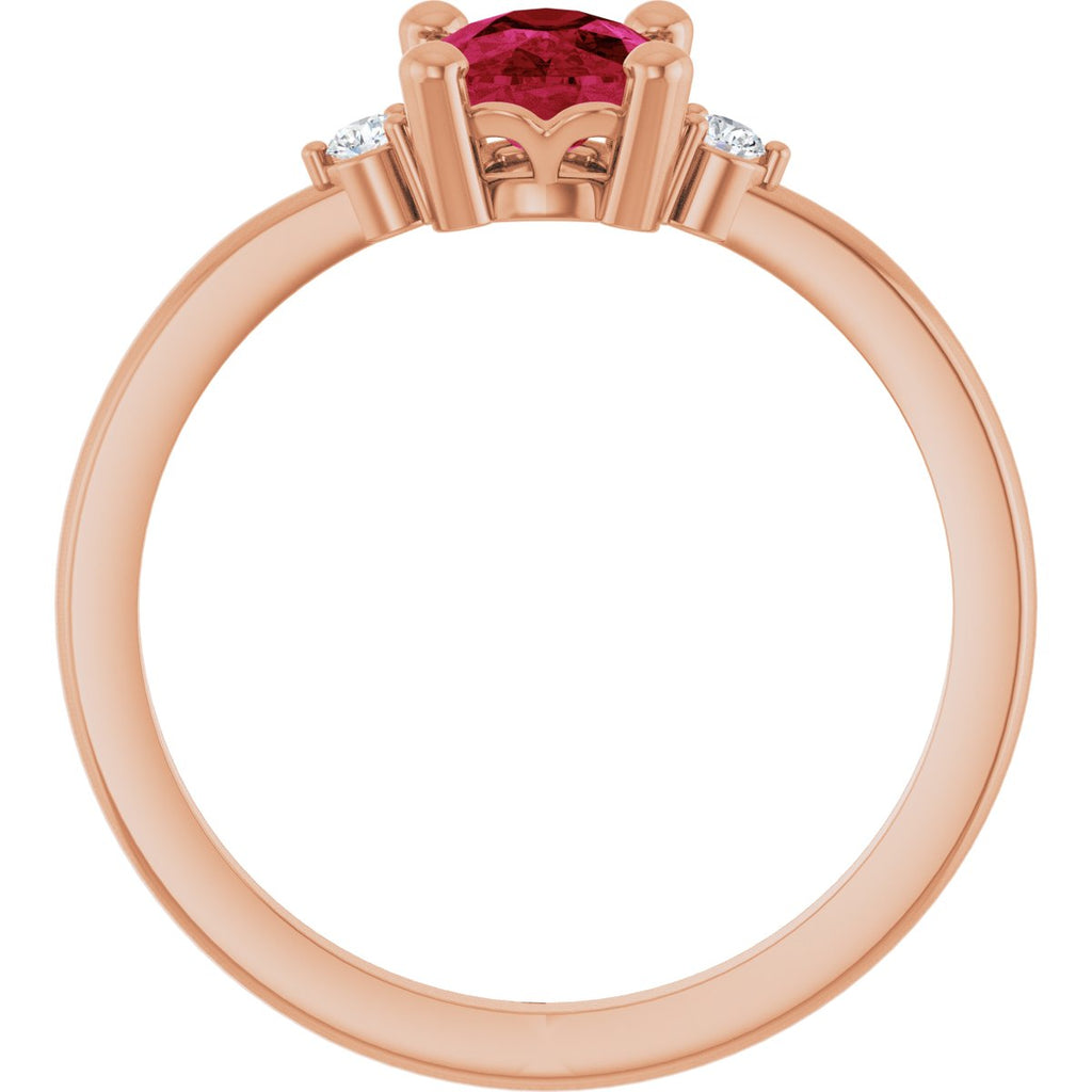 Lab-Grown Ruby & .05 CTW Lab-Grown Diamond Ring in 14k rose gold