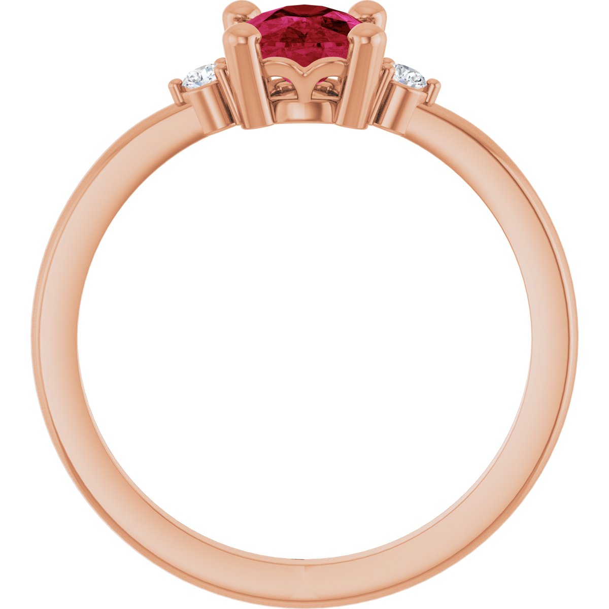 Lab-Grown Ruby & .05 CTW Lab-Grown Diamond Ring in 14k rose gold