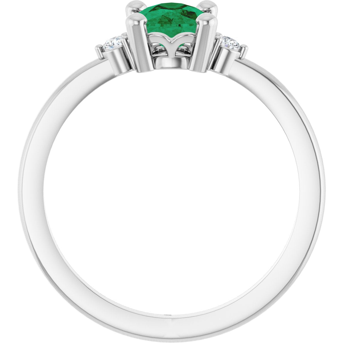 Lab-Grown Emerald & .05 CTW Natural Diamond Ring in 14k white gold