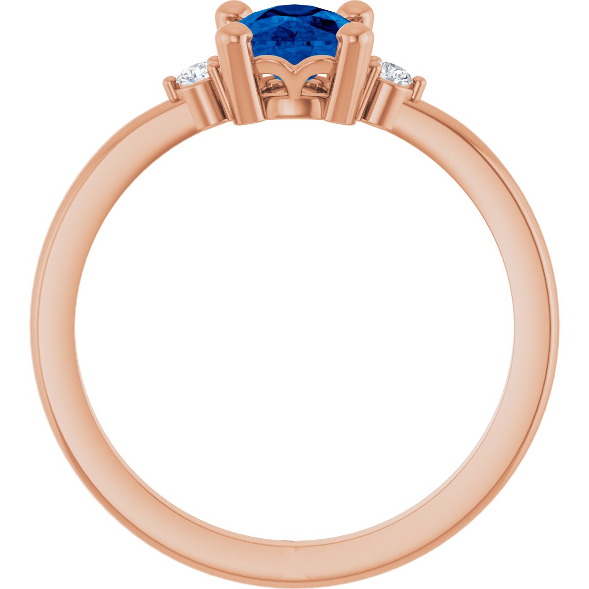 Lab-Grown Blue Sapphire & .05 CTW Natural Diamond Ring in 14k rose gold