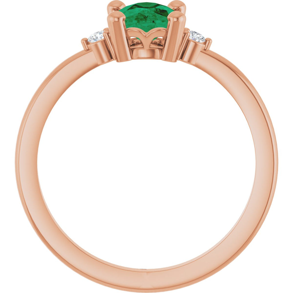 Lab-Grown Emerald & .05 CTW Natural Diamond Ring in 14k rose gold