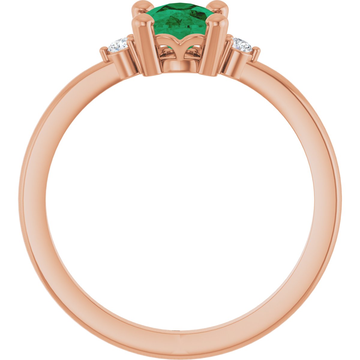 Lab-Grown Emerald & .05 CTW Natural Diamond Ring in 14k rose gold