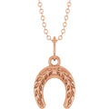 Wheat Pattern Horseshoe Necklace in 14k rose gold