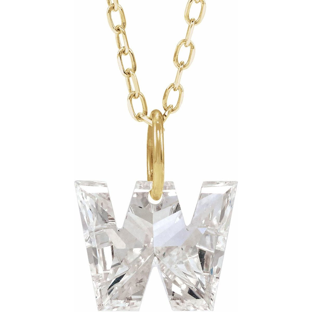 1 1/3 CT Lab-Grown Diamond Initial W Necklace in 14k yellow gold