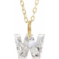 1 1/3 CT Lab-Grown Diamond Initial W Necklace in 14k yellow gold
