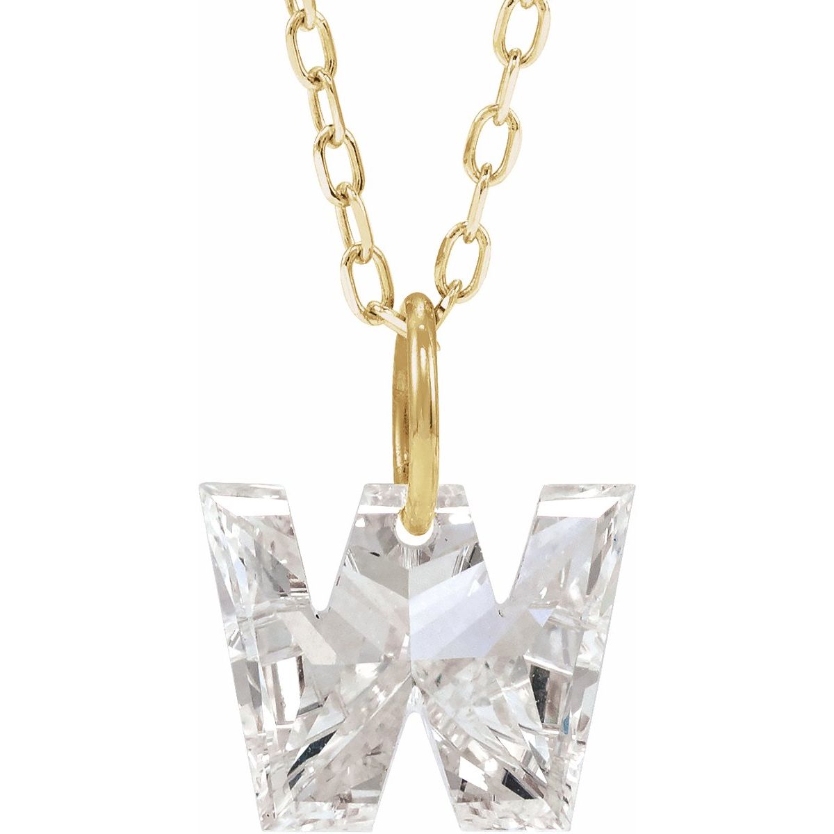 1 1/3 CT Lab-Grown Diamond Initial W Necklace in 14k yellow gold