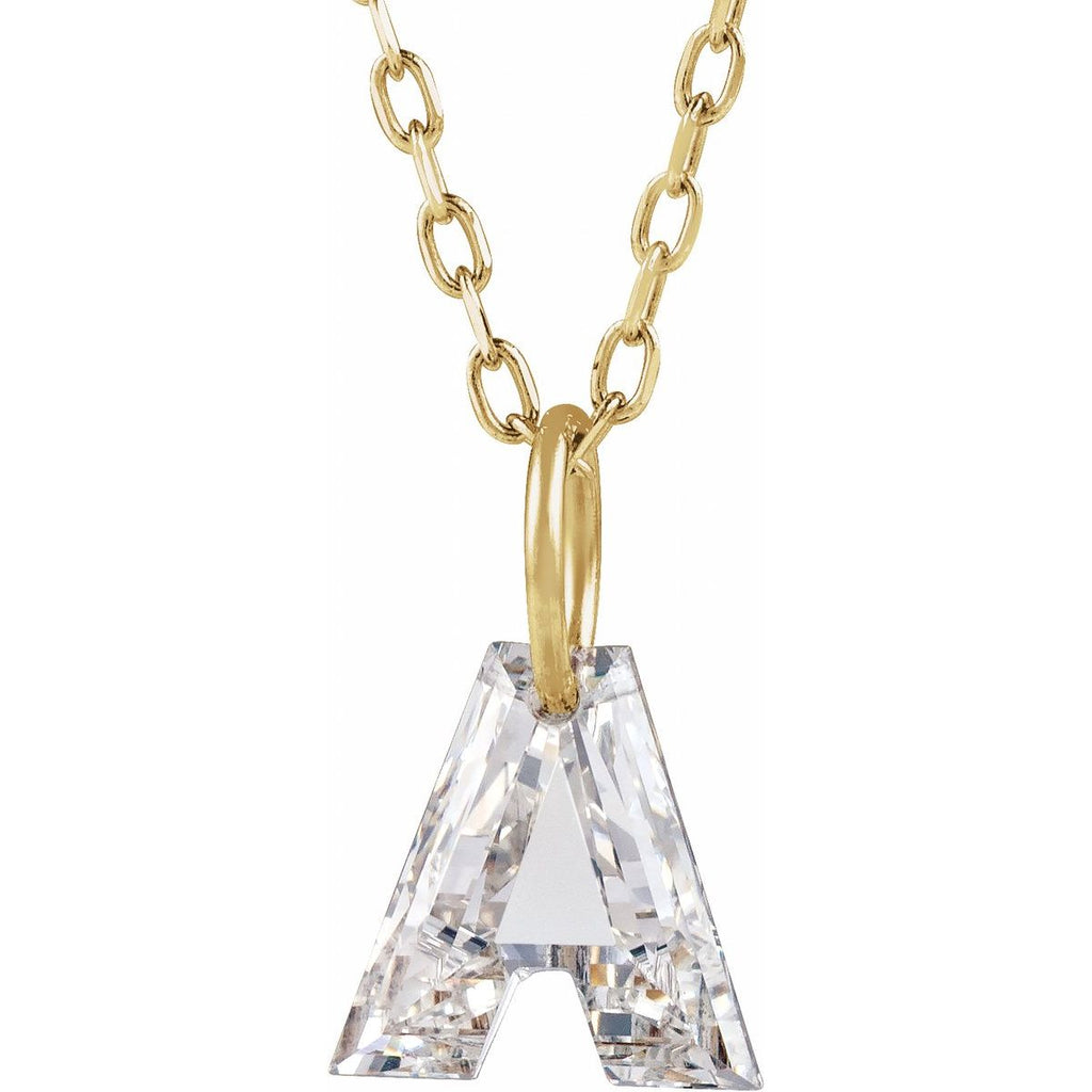 1 1/3 CT Lab-Grown Diamond Initial W Necklace in 14k yellow gold