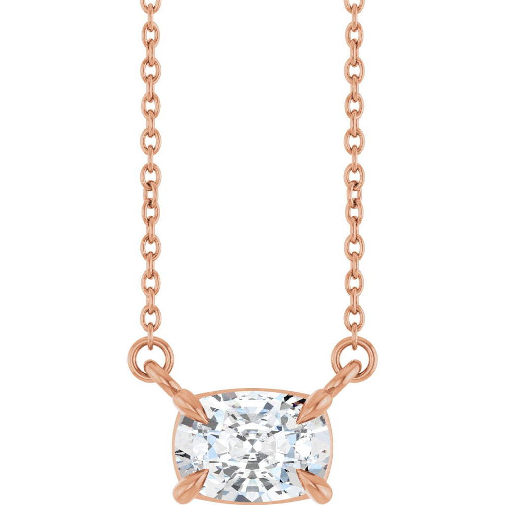 1 CT Lab-Grown Diamond Solitaire Necklace in 14k rose gold