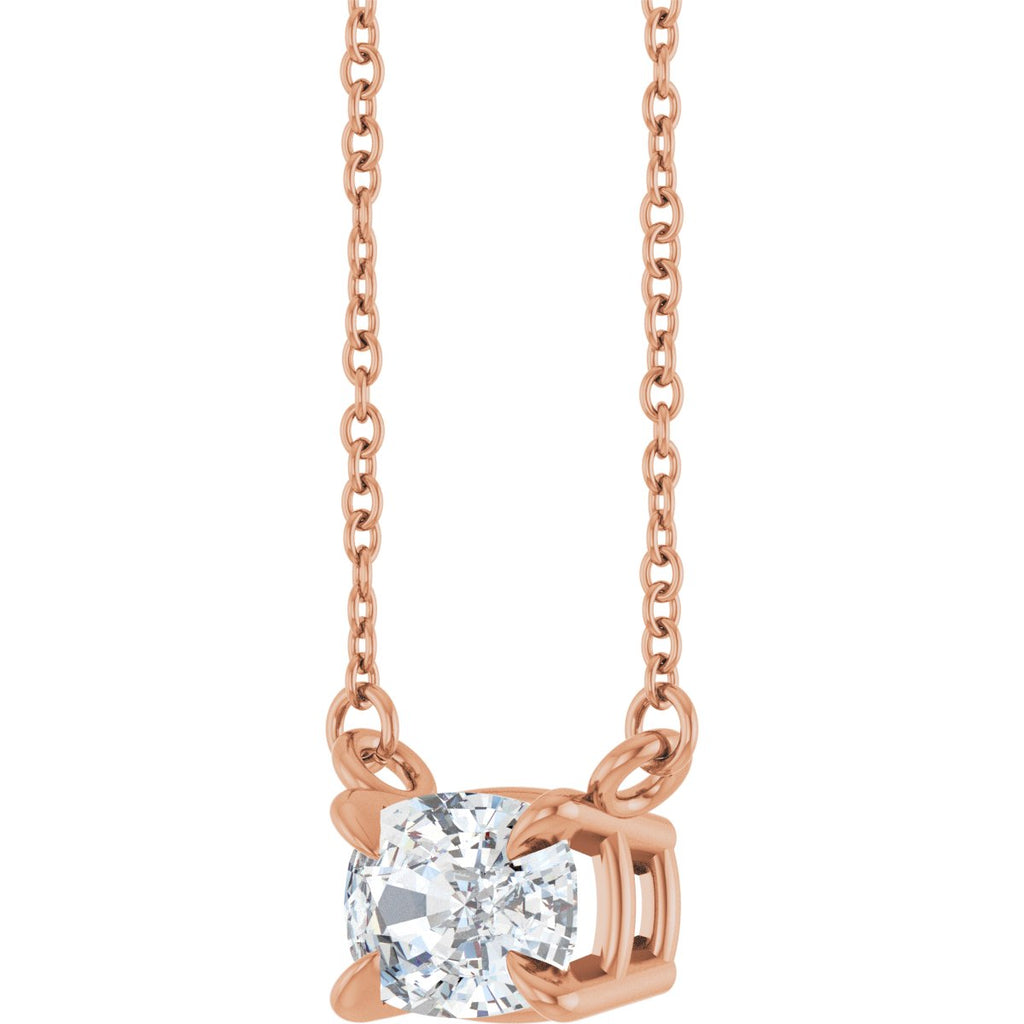 1 CT Lab-Grown Diamond Solitaire Necklace in 14k rose gold