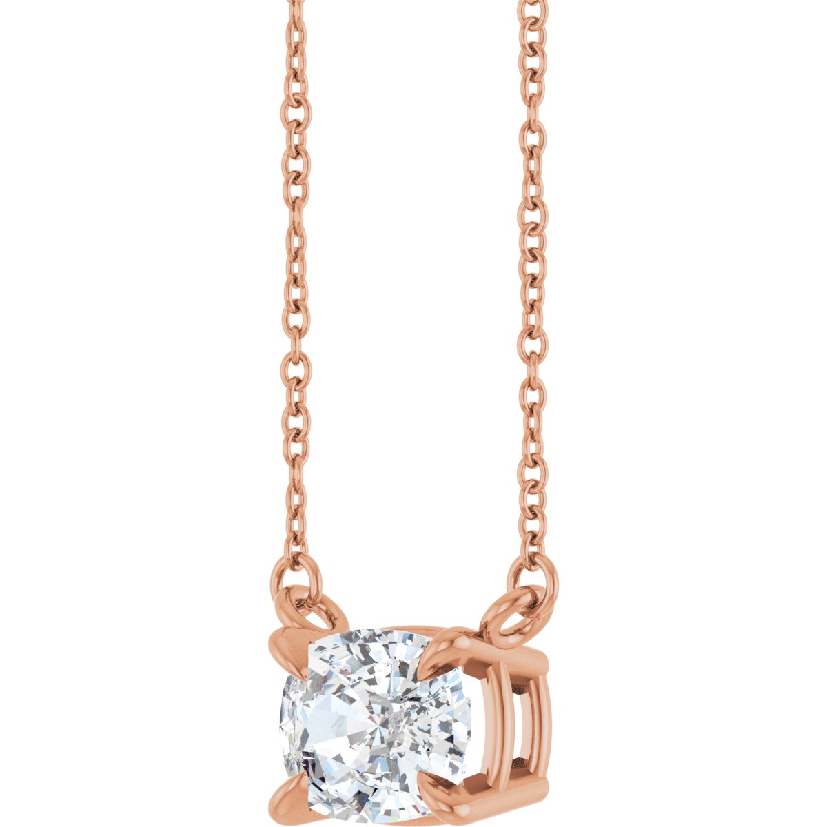 2 CT Lab-Grown Diamond Solitaire Necklace in 14k rose gold
