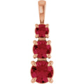 Lab-Grown Ruby Three-Stone Pendant in 14k rose gold