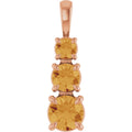 Natural Citrine Three-Stone Pendant in 14k rose gold