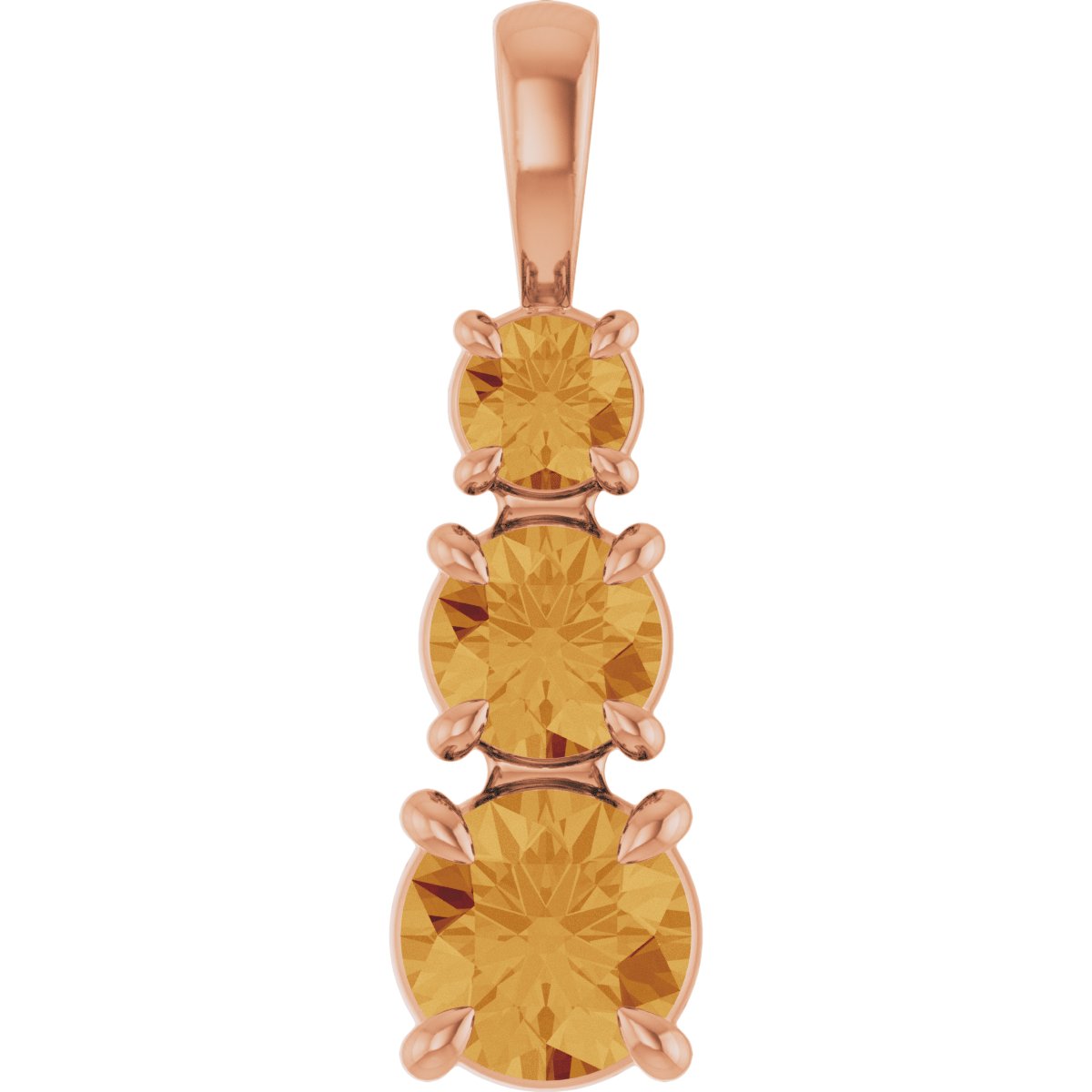 Natural Citrine Three-Stone Pendant in 14k rose gold