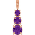 Natural Amethyst Three-Stone Pendant in 14k rose gold